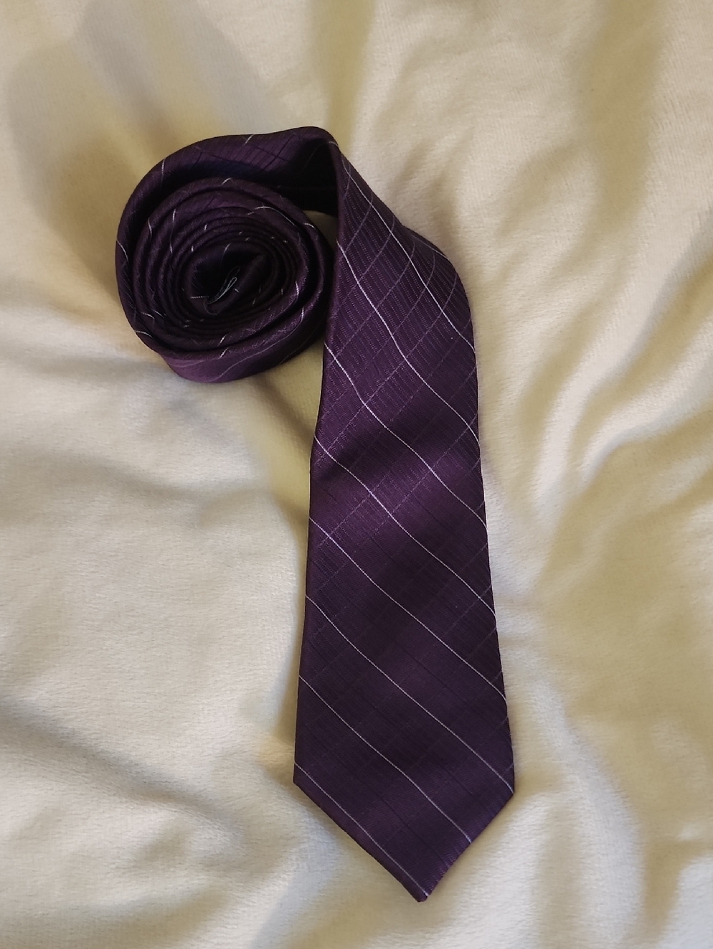 Calvin Klein Purple Diagonal Stripe Men's Tie